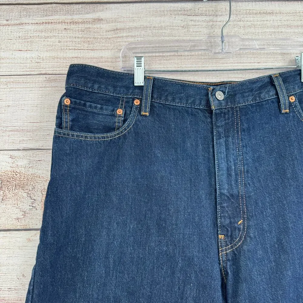 Levi's 469 Loose Straight Jean Shorts Mens 40 Blue Dark Wash‎ Denim Jorts